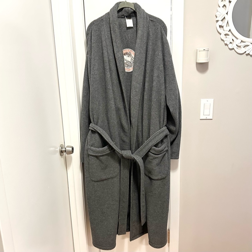 2000 Vintage Y2K Warner Bros Taz Mens Harley Davidson Gray Bath Robe L/XL - Picture 2 of 7